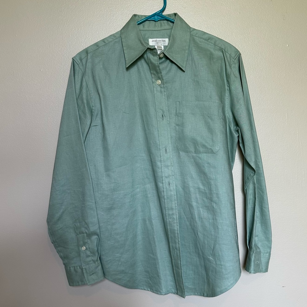 Linen button up Jones New York blouse shirt